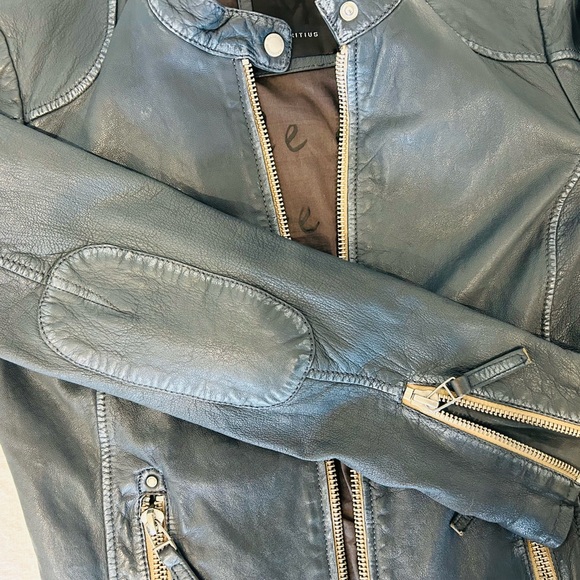 MAURITIUS Dark grey blue leather jacket - Picture 5 of 9